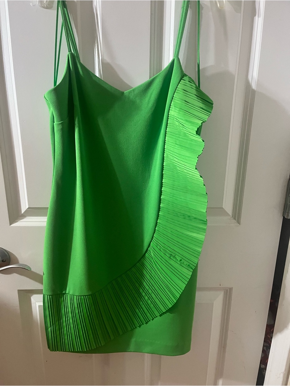 Green Ruffle-Trim Slip Dress